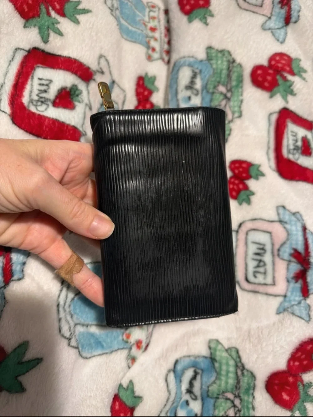 Black Leather LV Wallet with Zip Closure